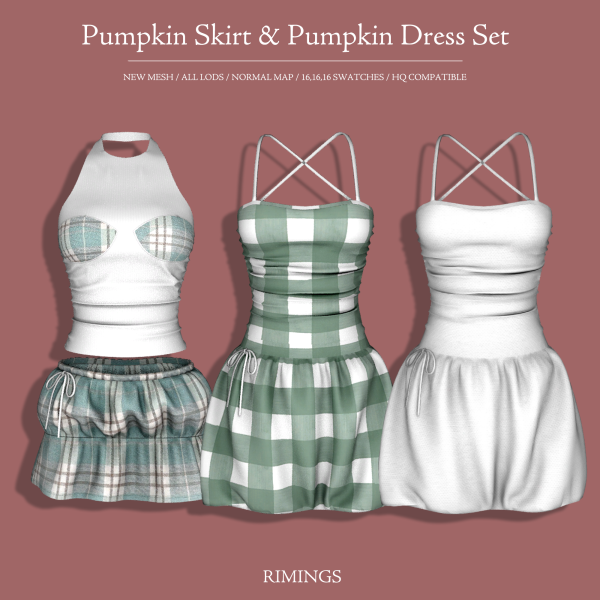 Alpha [RIMINGS] Pumpkin Skirt Pumpkin Dress Set by simsfinds - The Sims 4 Custom Content