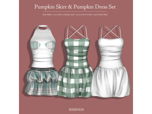 Alpha [RIMINGS] Pumpkin Skirt Pumpkin Dress Set by RIMINGs - The Sims 4 Custom Content