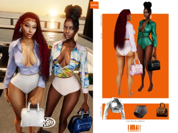 Alpha merch chey blouse (sample) - The Sims 4 Custom Content