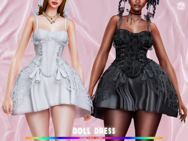 Alpha Gothic Doll Dress Brsims - The Sims 4 Custom Content