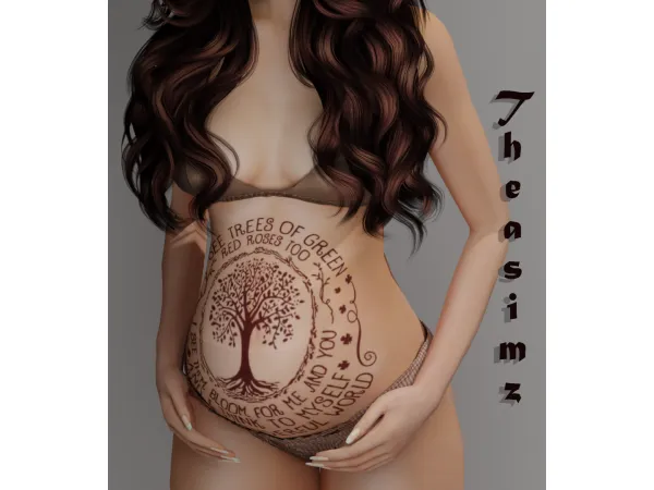 Mix Belly pregnant tatts by Theasimz - The Sims 4 Custom Content