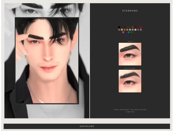 Mix GPME GOLD Eyebrows Default Replacement 06MedLongFullArched by goppolsme - The Sims 4 Custom Content