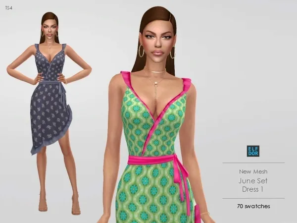 Mix Summer Mid Dress - The Sims 4 Custom Content
