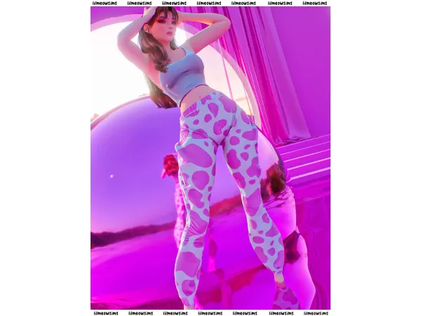 Alpha Pink Cow Sweats by lilmeowsimss - The Sims 4 Custom Content