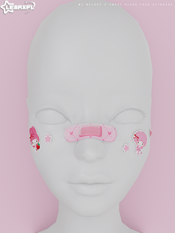 Mix My Melody & Sweet Piano Face Stickers [1/17 Items] by simsfinds - The Sims 4 custom content