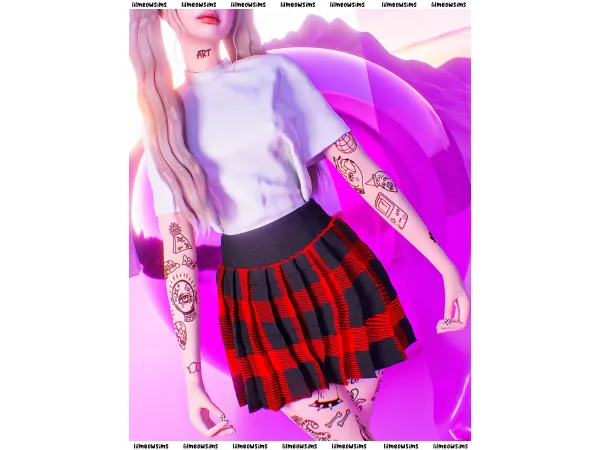 Alpha TopPlaid Skirt by lilmeowsimss - The Sims 4 Custom Content