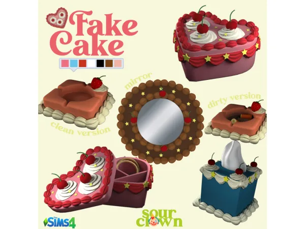 Mix Fake Cake Set by SourClown - The Sims 4 Custom Content