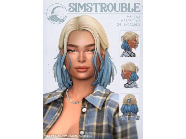 Maxis Match Malina Hairstyle (3 Versions) by simstrouble by simstrouble - The Sims 4 Custom Content