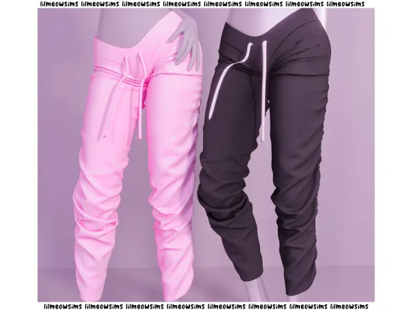Alpha Ruffed Joggers by lilmeowsimss - The Sims 4 Custom Content