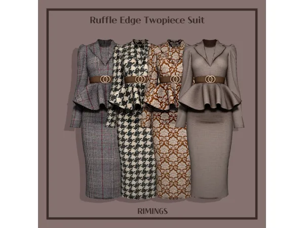 Alpha [RIMINGS] Ruffle Edge Twopiece Suit - The Sims 4 Custom Content