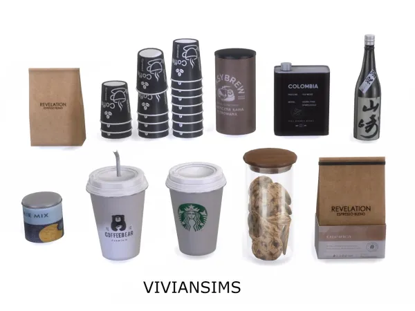 Alpha Coffee Set by Viviansims - The Sims 4 Custom Content