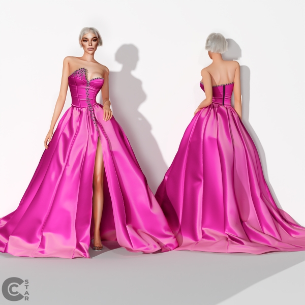 Alpha High Slit Ballgown With Crystals cool_content_star by cool_content_star - The Sims 4 custom content