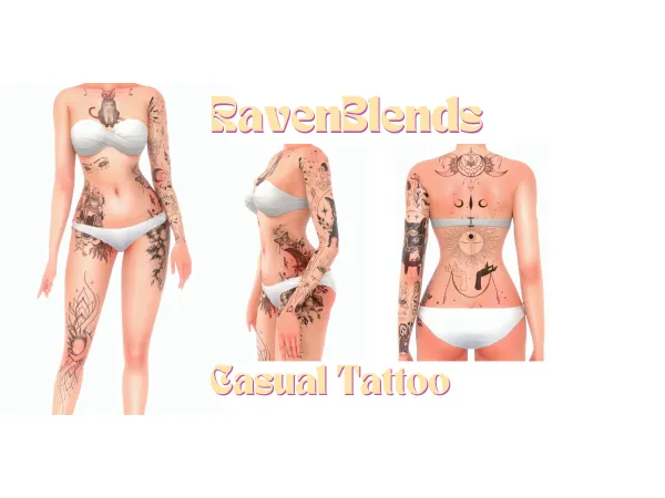 Mix Casual Tattoo by RavenBlends - The Sims 4 Custom Content