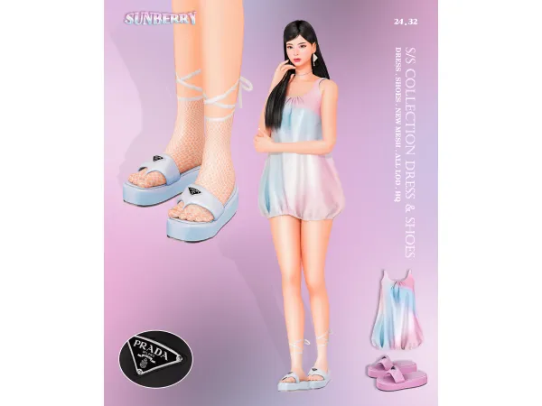 Alpha [SUNBERRY]SS collection Dress Sandals 2432 - The Sims 4 Custom Content