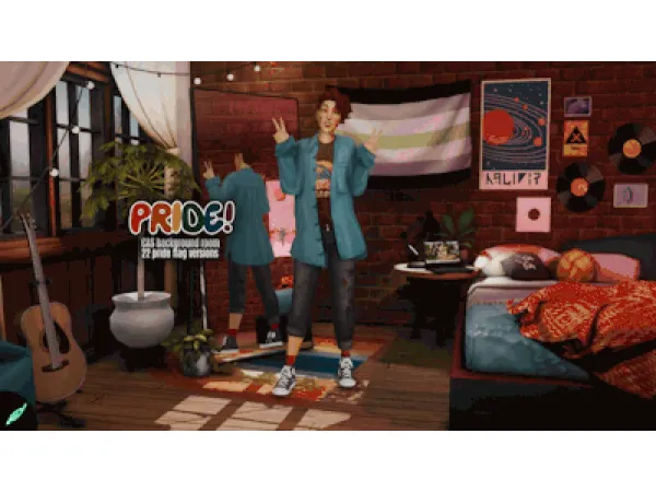 Maxis Match PRIDE CAS background room (with mirror) - The Sims 4 Custom Content