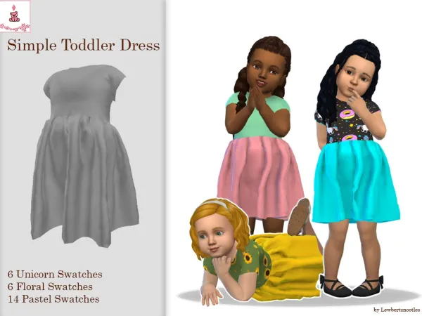 Alpha Simple Toddler Dress (Optional thumbnail update 0621) by LewbertSn00tles - The Sims 4 Custom Content