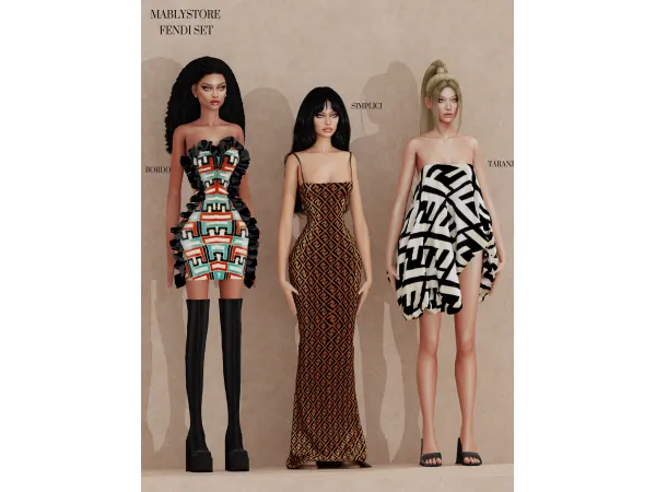 Alpha FENDI SET by Mably - The Sims 4 Custom Content