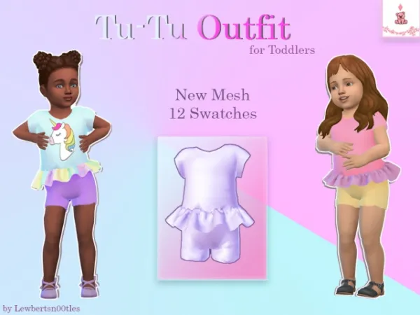 Alpha Tutu Outfit for Toddlers (Optional thumbnail update 0621) by LewbertSn00tles - The Sims 4 Custom Content