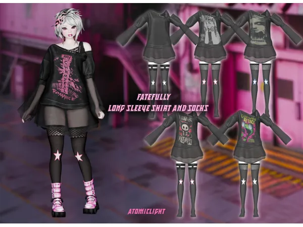 Mix Fatefully long sleeve sheer shirt and socks by atomiclight - The Sims 4 Custom Content