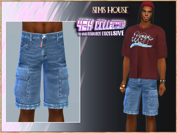 Alpha MEN'S Y2K SHORTS - The Sims 4 Custom Content