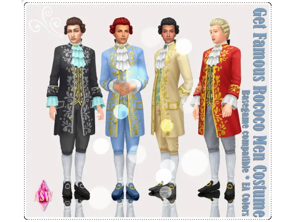 Maxis Match Get Famous Rococo Men Costume Hair by AnnettsSims4Welt - The Sims 4 Custom Content