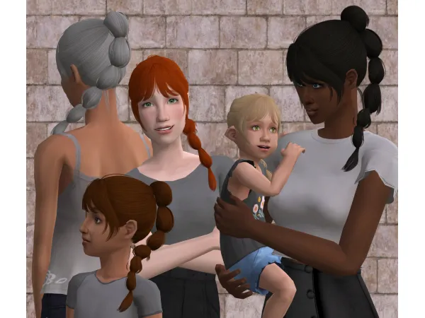 Sims 2 Mix Kids Female Hairstyles CC: fhairhatsleepingmask grey replaced with Newsea J206 (Carrousel) from Poppet-sims