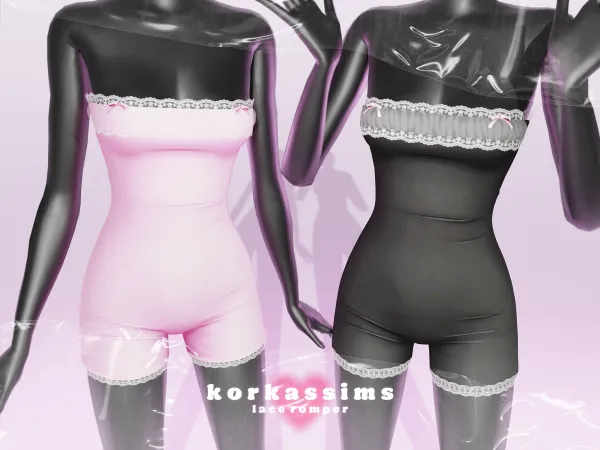 Alpha lace romper by korkassims - The Sims 4 Custom Content