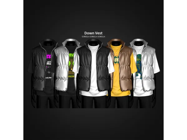 Alpha Down Vest by gorillax3 - The Sims 4 Custom Content