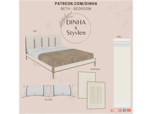 Mix Beth Bedroom Collaboration Dinha x Styvlen - The Sims 4 Custom Content