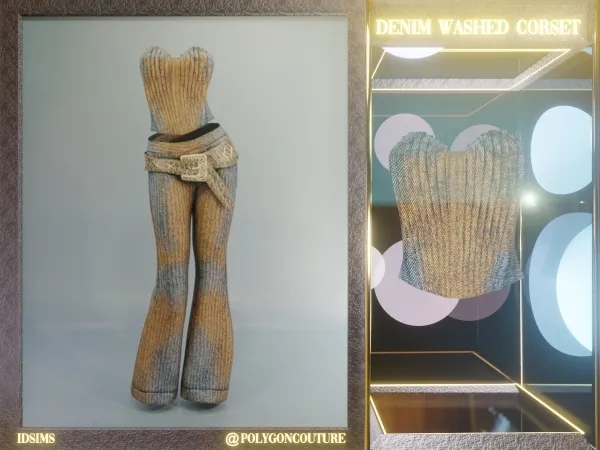 Alpha Denim Washed Corset - The Sims 4 Custom Content