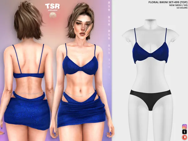 Alpha FLORAL BIKINI SET 499 BD1303 BD1304 - The Sims 4 Custom Content