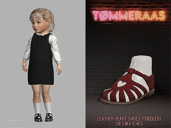 Alpha TØMMERAAS Leather Heart Shoes for Toddlers (60) - The Sims 4 Custom Content