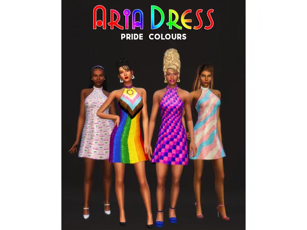 Maxis Match Aria Dress Pride Recolours by icecreamforbreakfast - The Sims 4 Custom Content