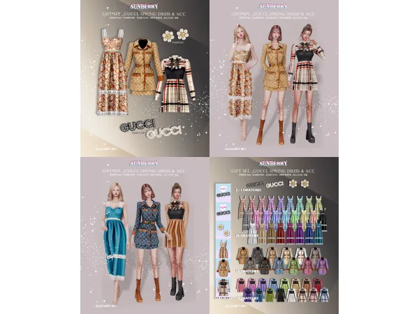 Alpha [SUNBERRY]GIFT SET _GUCCI SS DRESS ACC X6 2224 - The Sims 4 Custom Content