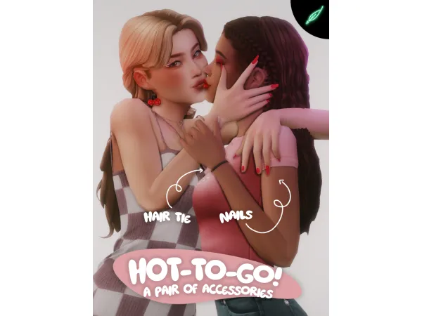 Maxis Match HOT TO GO hair tie and nails by thatonegreenleaf - The Sims 4 Custom Content