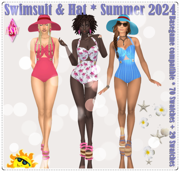 Maxis Match Swimwear Hats Summer 2024 by simsfinds - The Sims 4 Custom Content