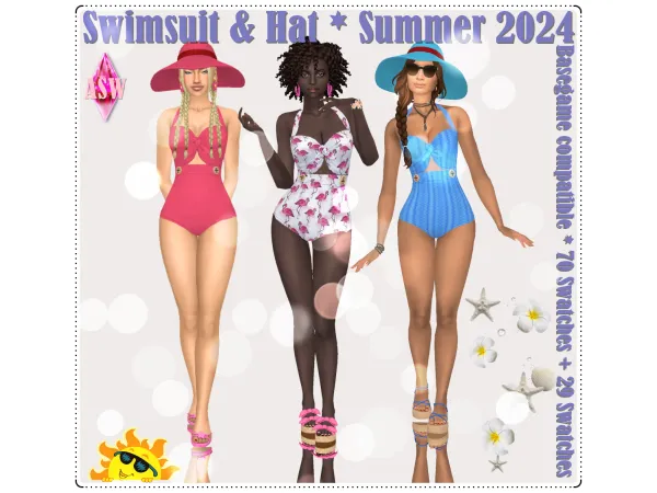 Maxis Match Swimwear Hats Summer 2024 by AnnettsSims4Welt - The Sims 4 Custom Content
