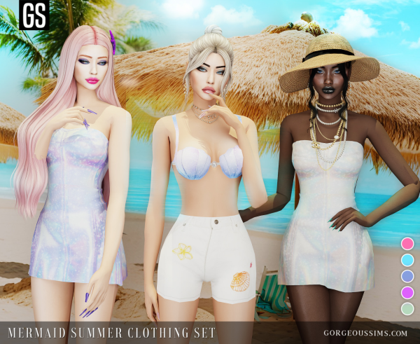 Alpha Mermaid Summer Clothing Set by simsfinds - The Sims 4 Custom Content
