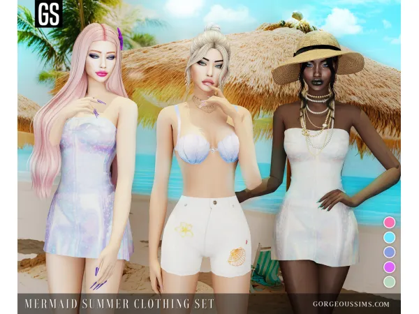 Alpha Mermaid Summer Clothing Set - The Sims 4 Custom Content