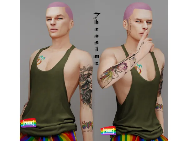 Mix Pride random tattoos by Theasimz - The Sims 4 Custom Content
