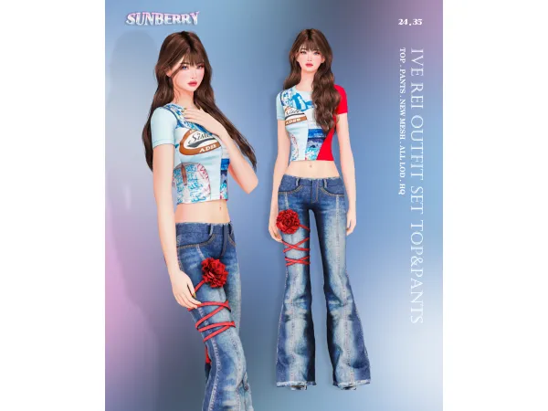 Alpha [SUNBERRY]IVE REI _ TOPPANTS set 2435 - The Sims 4 Custom Content
