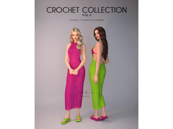 Alpha Long Dress Crochet Collection II - The Sims 4 Custom Content