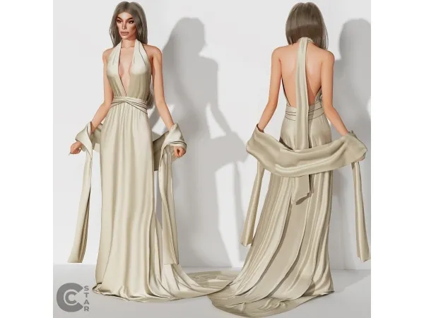 Alpha Halter Neck Gown cool_content_star - The Sims 4 Custom Content