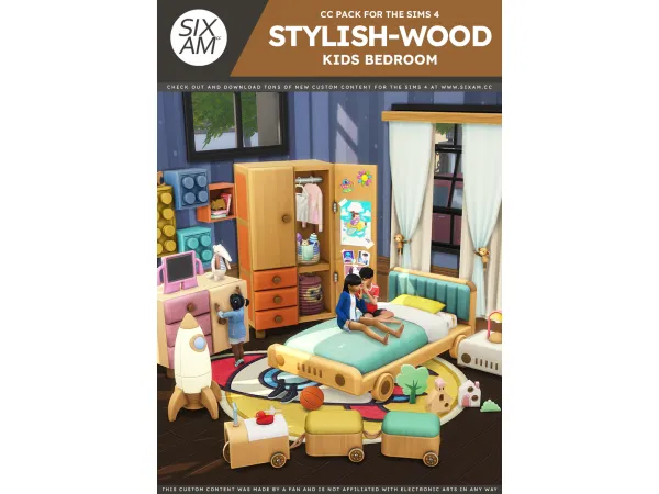 Maxis Match Stylish Wood Kids Bedroom ( Pack for ) by sixamcc - The Sims 4 Custom Content