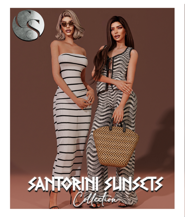 Alpha CAMUFLAJE Santorini Sunsets Collection (Dress Co Ord (set) Bag Sunglasses) FS by simsfinds - The Sims 4 Custom Content