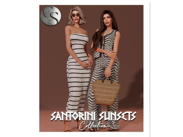 Alpha CAMUFLAJE Santorini Sunsets Collection (Dress Co Ord (set) Bag Sunglasses) FS by camuflaje - The Sims 4 Custom Content