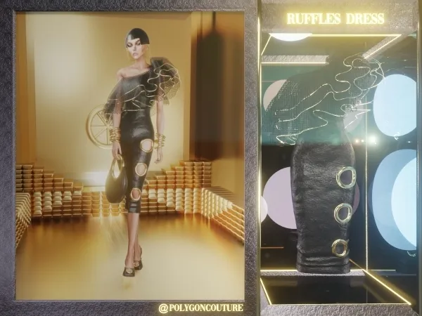 Alpha Ruffles Gown - The Sims 4 Custom Content