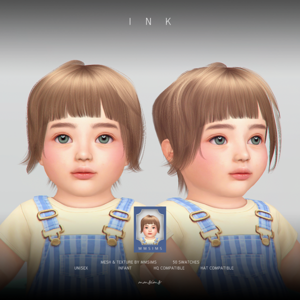 Alpha MMSIMS Hair Ink IU by simsfinds - The Sims 4 Custom Content