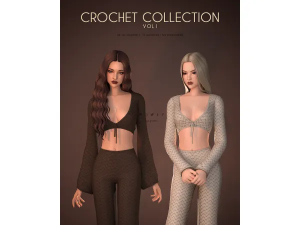 Mix Tie Up Crop Top Crochet Collection - The Sims 4 Custom Content