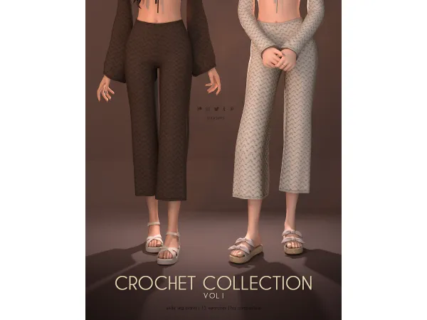 Mix Wide Leg Pants Crochet Collection - The Sims 4 Custom Content